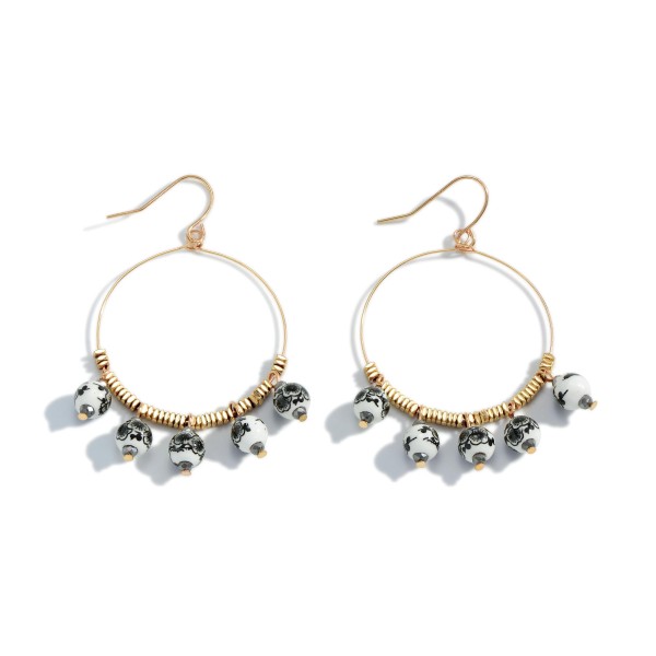 Wholesale gold Chinoiserie Beaded Drop Earring