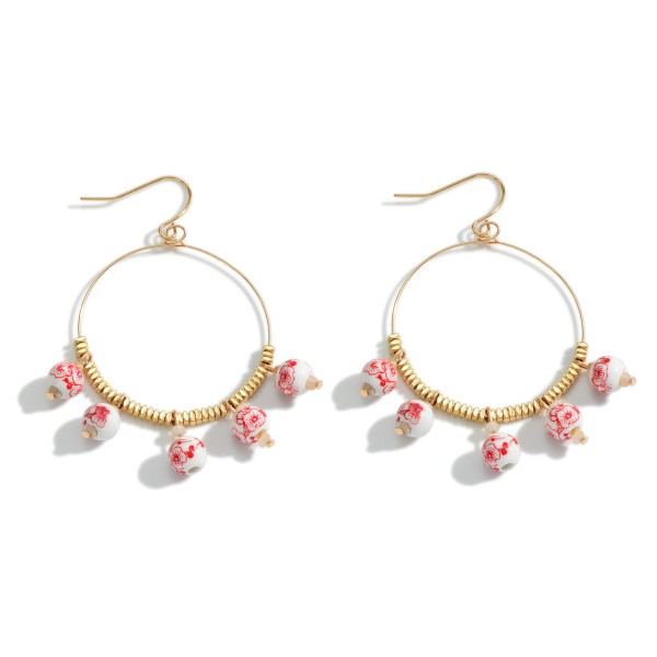Wholesale gold Chinoiserie Beaded Drop Earring