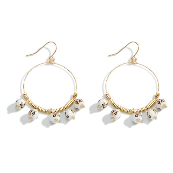 Wholesale gold Chinoiserie Beaded Drop Earring