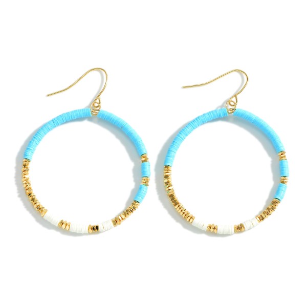 Wholesale beaded Hoop Drop Earrings Gold Accents