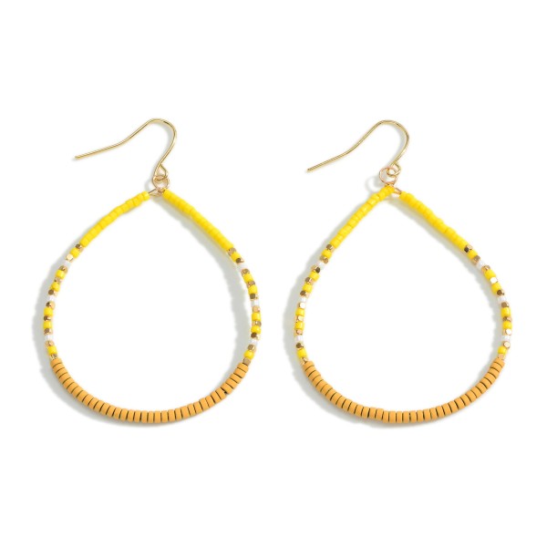 Wholesale multi Colored Beaded Teardrop Earrings Gold Accents