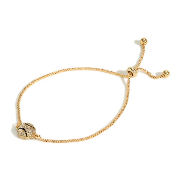 Wholesale block Chain Bolo Slide Adjustable Bracelet Rhinestone Baseball Charm A