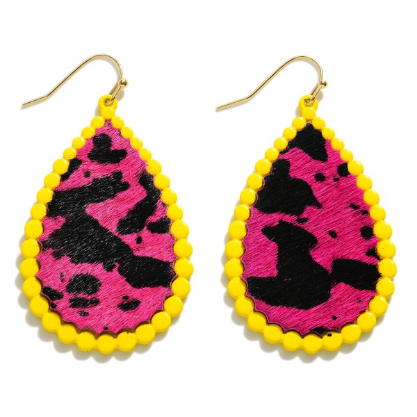 Wholesale leather Animal Print Teardrop Drop Earrings Long