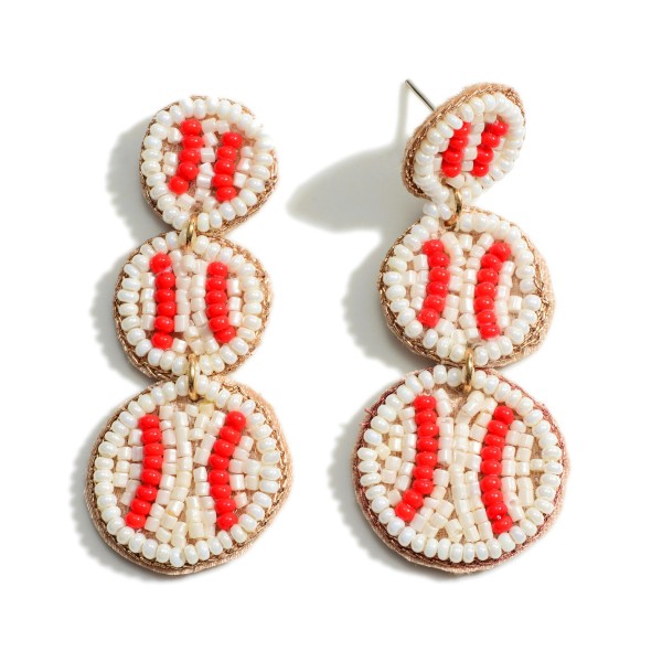 Seed Bead Baseball Drop Earrings

- Approximately 2.25" Long