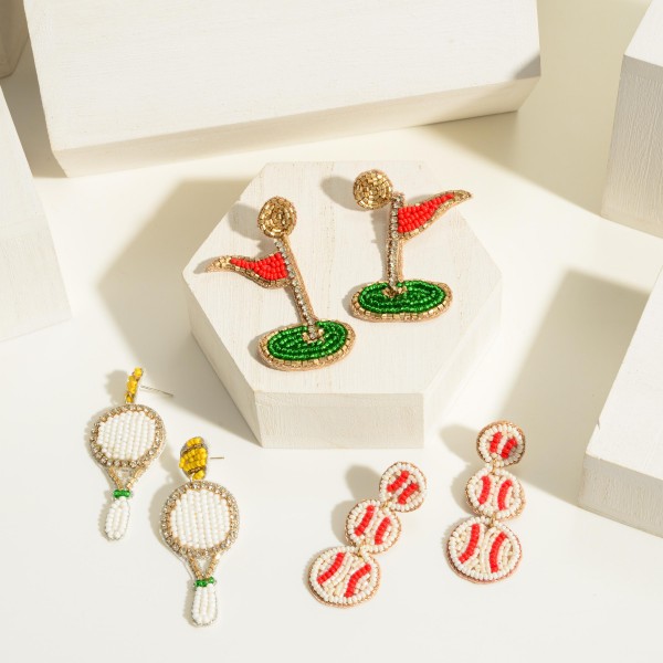 Seed Bead Tennis Drop Earrings

- Approximately 2.25" Long