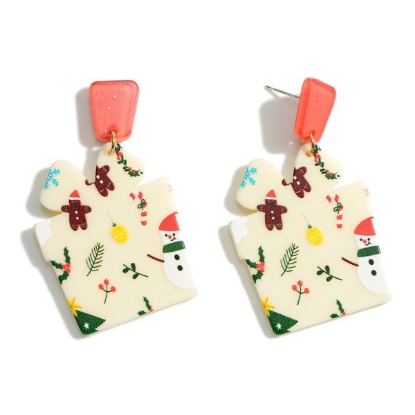 Wholesale christmas Pattern Present Drop Earrings Long