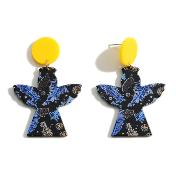 Evergreen Pinecone Pattern Angel Drop Earrings

- Approximately 2" Long