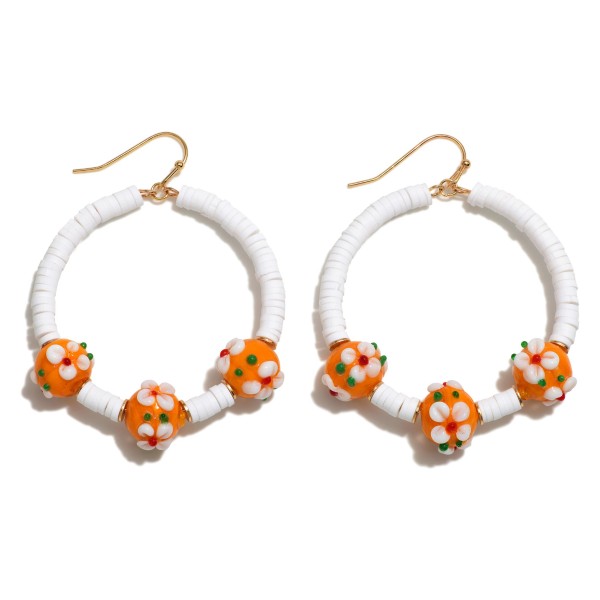 Wholesale beaded Flower Hoop Drop Earrings Diameter