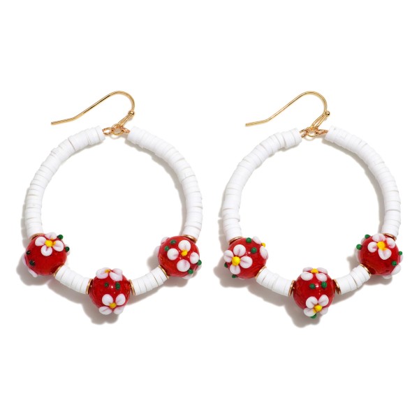 Wholesale beaded Flower Hoop Drop Earrings Diameter
