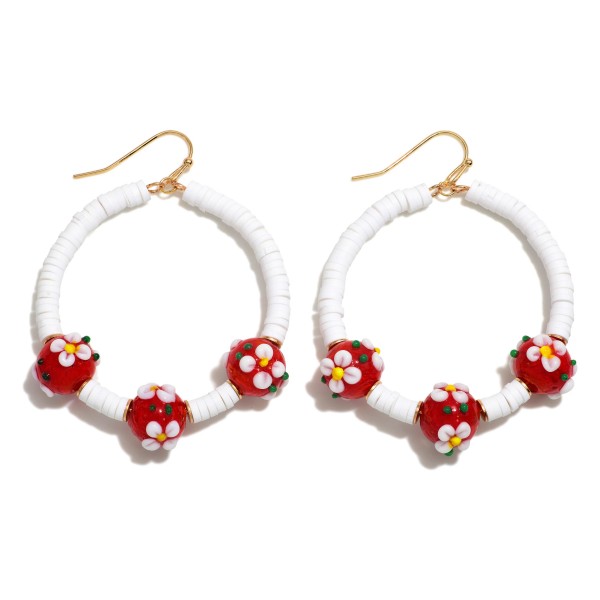 Beaded Flower Hoop Drop Earrings

- Approximately 2" Diameter