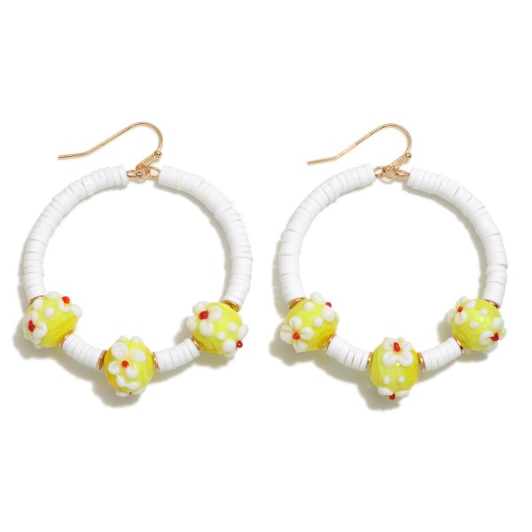 Wholesale beaded Flower Hoop Drop Earrings Diameter