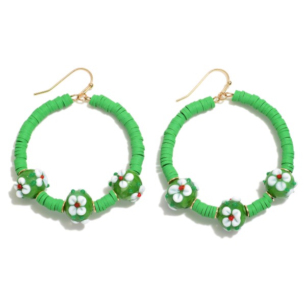 Wholesale beaded Flower Hoop Drop Earrings Diameter