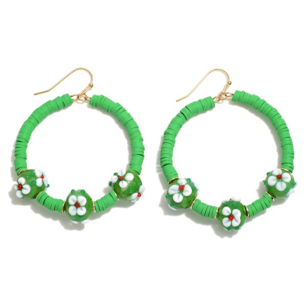 Beaded Flower Hoop Drop Earrings

- Approximately 2" Diameter