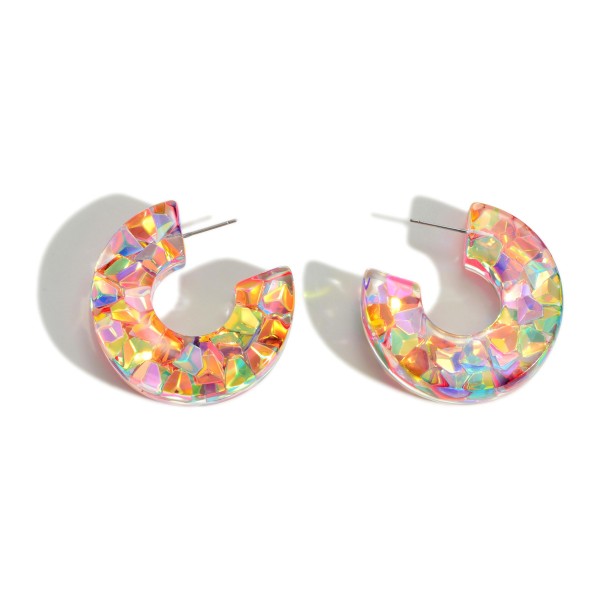 Wholesale chunky Glitter Resin Hoop Earrings