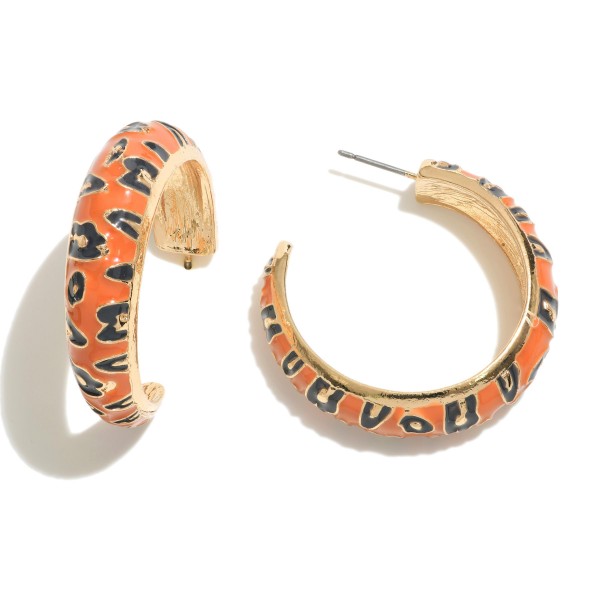 Wholesale enamel Animal Print Hoop Earrings