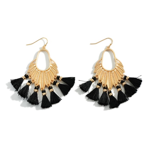 Wholesale gold Metal Feather Earrings Tassels