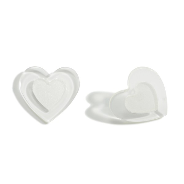 Wholesale resin Glitter Heart Stud Earrings