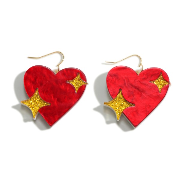 Resin Heart and Stars Drop Earrings

- Approximately 1.5" Long