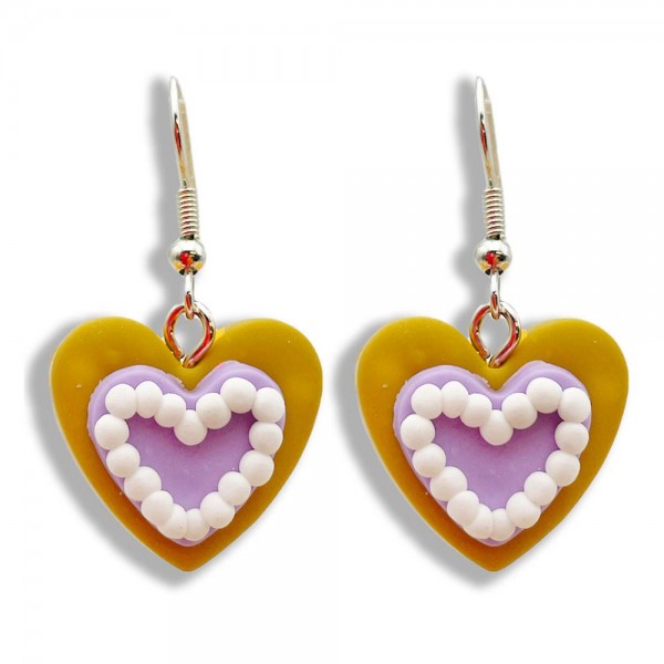 Wholesale polymer Clay Heart Cookie Drop Earrings Long