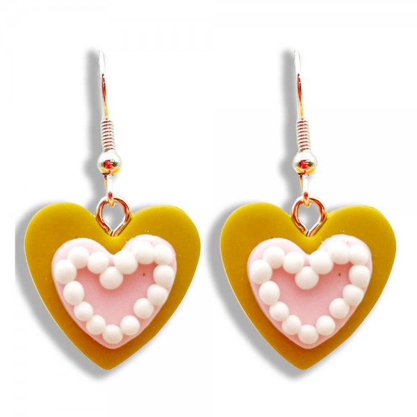 Wholesale polymer Clay Heart Cookie Drop Earrings Long