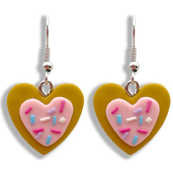 Wholesale polymer Clay Heart Cookie Sprinkles Drop Earrings Long