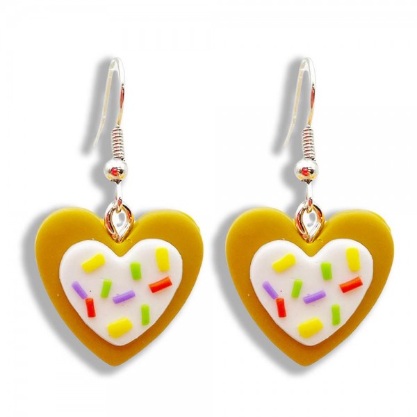 Wholesale polymer Clay Heart Cookie Sprinkles Drop Earrings Long