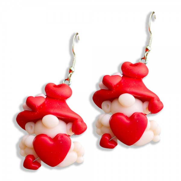 Valentine's Day Elf and Heart Polymer Clay Drop Earrings

- Approximately 2" Long