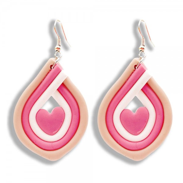 Wholesale polymer Clay Wrapped Heart Drop Earrings Long