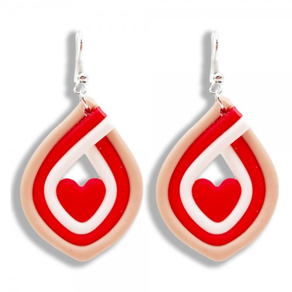 Wholesale polymer Clay Wrapped Heart Drop Earrings Long