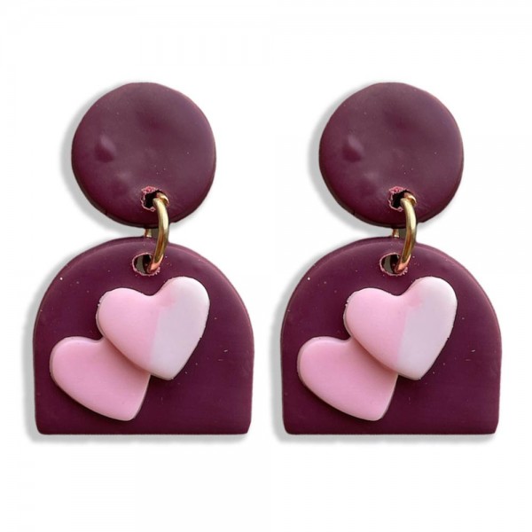 Polymer Clay Drop Earrings Featuring Heart Accents

- Approximately 1.25" Long