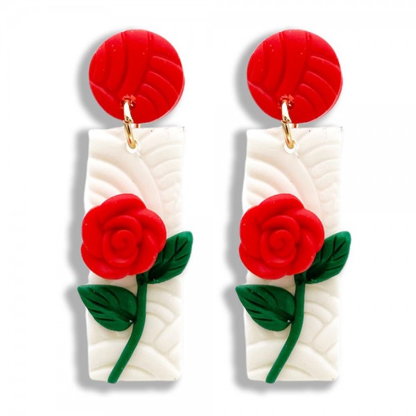 Polymer Clay Rose Drop Earrings

- Approximately 1.5" Long