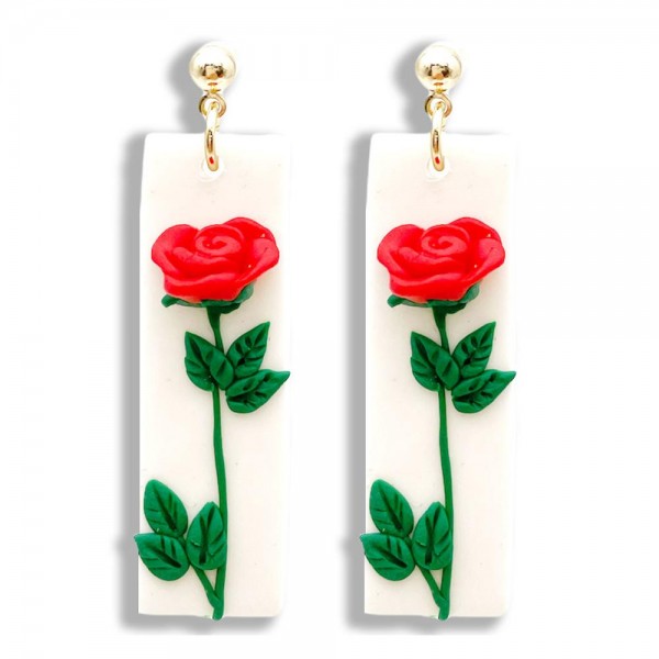 Wholesale polymer Clay Rose Drop Earrings Long