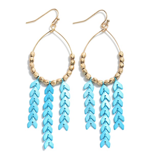 Wholesale long Beaded Gold Drop Earrings Chevron Tassels Long