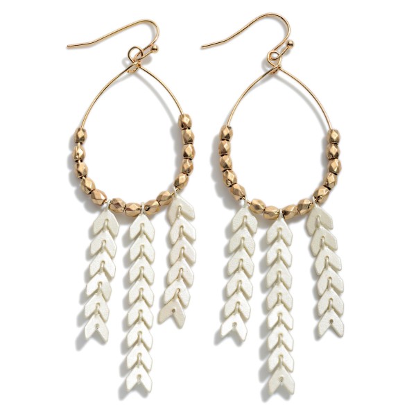 Wholesale long Beaded Gold Drop Earrings Chevron Tassels Long