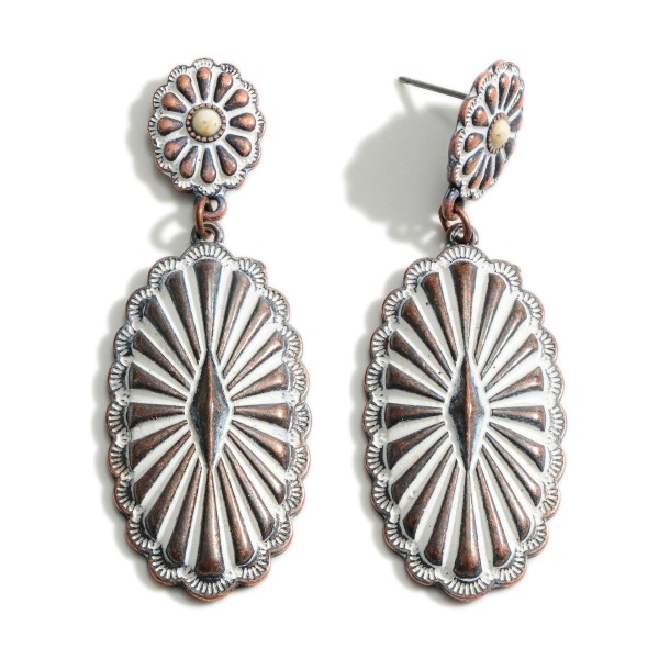 Wholesale western Concho Drop Earrings Stone Inset