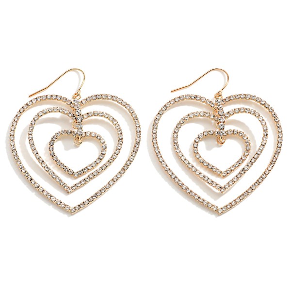 Wholesale statement Rhinestone Multi Heart Drop Earrings Long