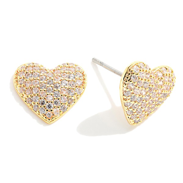 Cubic Zirconia Heart Stud Earrings

- Approximately .5" Wide