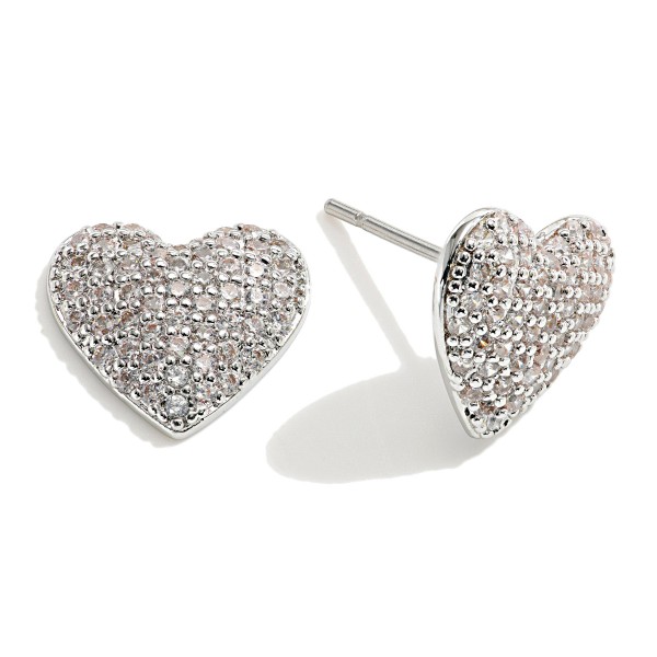 Cubic Zirconia Heart Stud Earrings

- Approximately .5" Wide