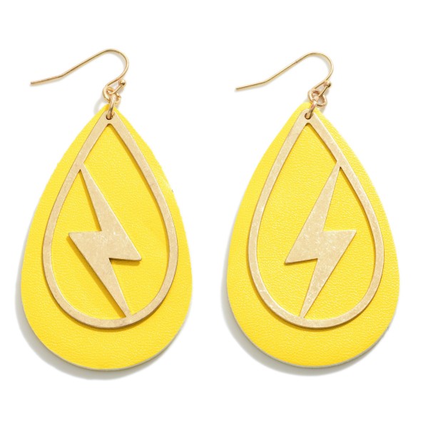 Wholesale leather Statement Earring Lightning Bolt Overlay