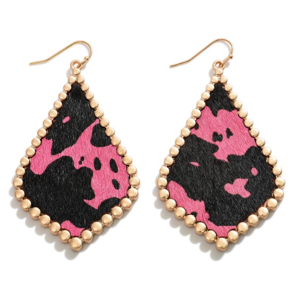 Wholesale animal Print Leather Diamond Drop Earrings