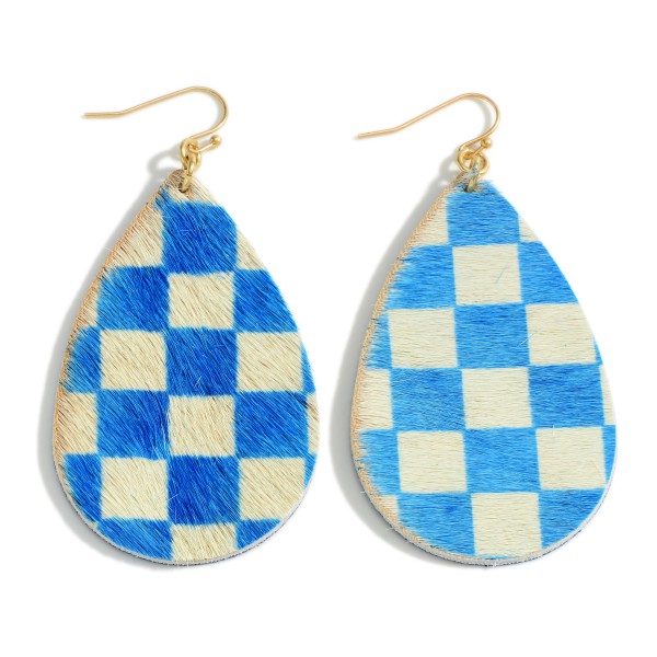 Leather Checkerboard Drop Earrings

- Approximately 3" Long