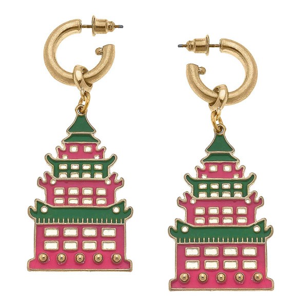 Pagoda Drop Earrings

- Approximately 2.5" Length 