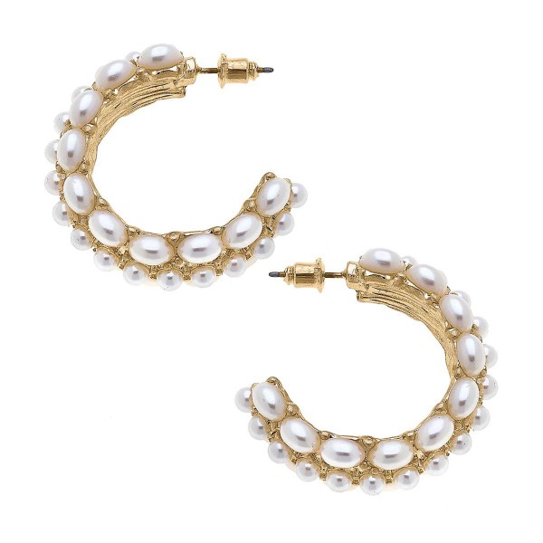 Wholesale pearl Metal Hoop Earrings