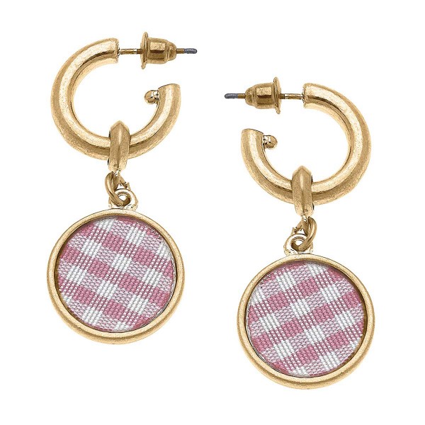 Gingham Disc Drop Earrings

-Approximately 2" Length