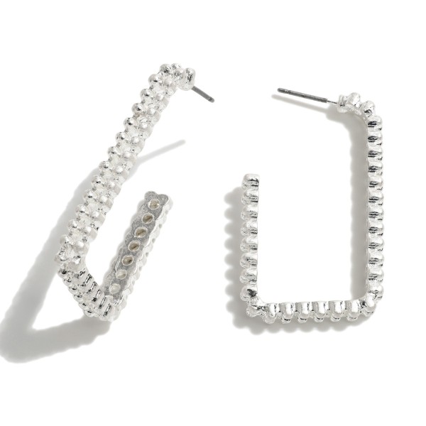 Rectangular Metal Hoop Earrings

- Approximately 1.5" Long
