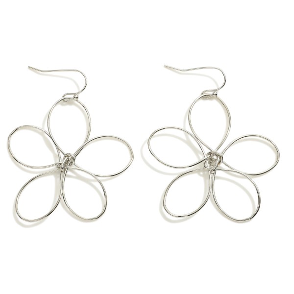 Twisted Metal Flower Shaped Earrings

- Approximately 2" Length