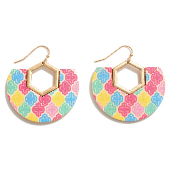 Printed Wood Drop Earrings With Gold Accents

- Approximately 1.5" Length