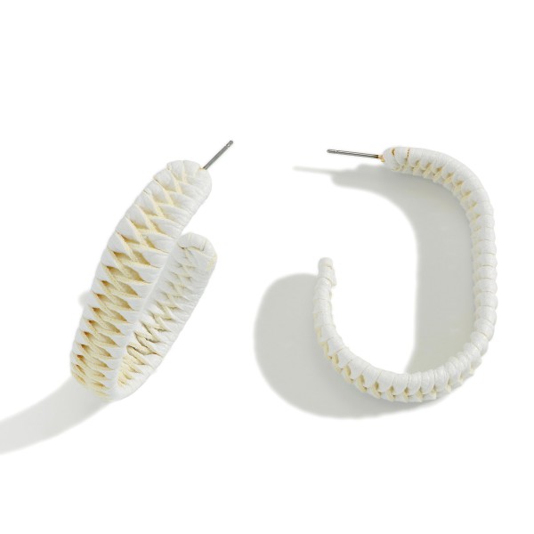 Wholesale leather Woven Hoop Earrings Long
