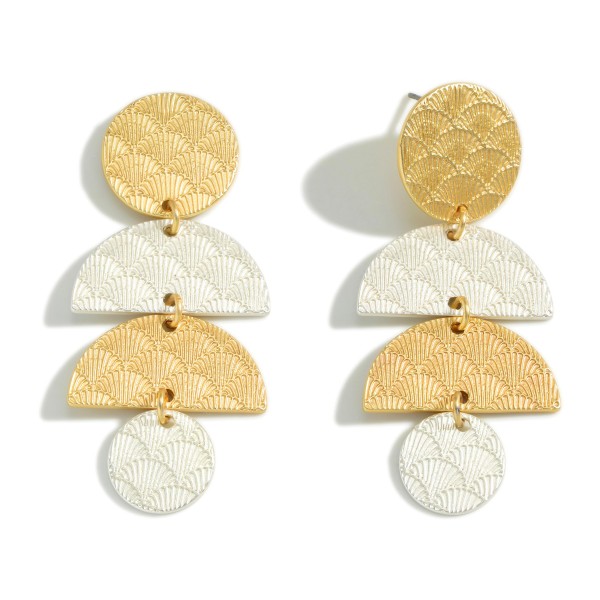 Wholesale textured Metal Disc Drop Earrings