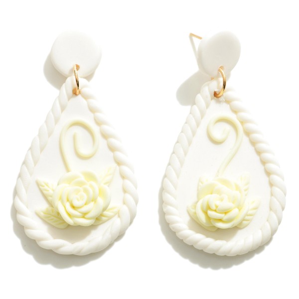Wholesale teardrop Clay Earrings Rope Detail Rose L